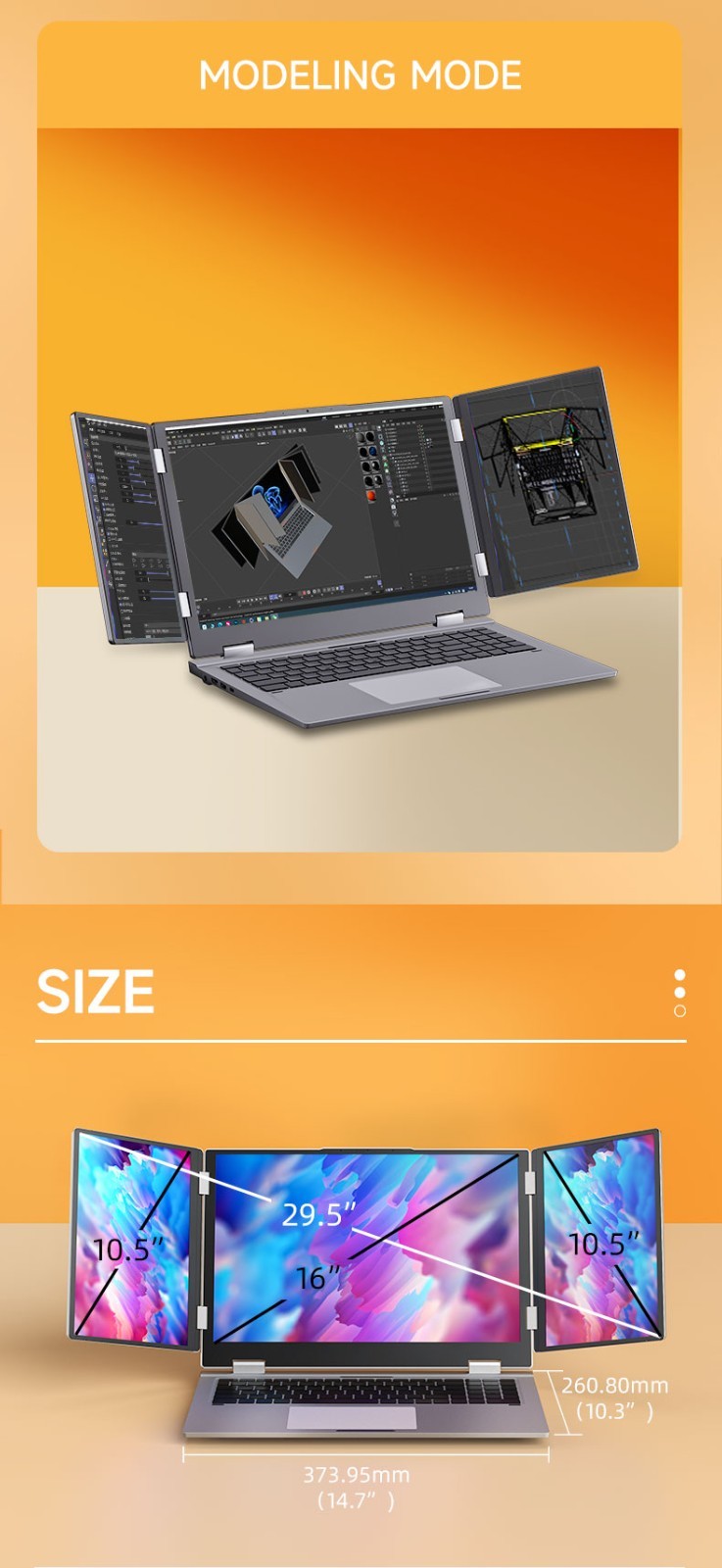 Face recogniti 16 inch 3 Scree Foldable i7 Laptop 32G RAM 1TB SSD Win11 Computer