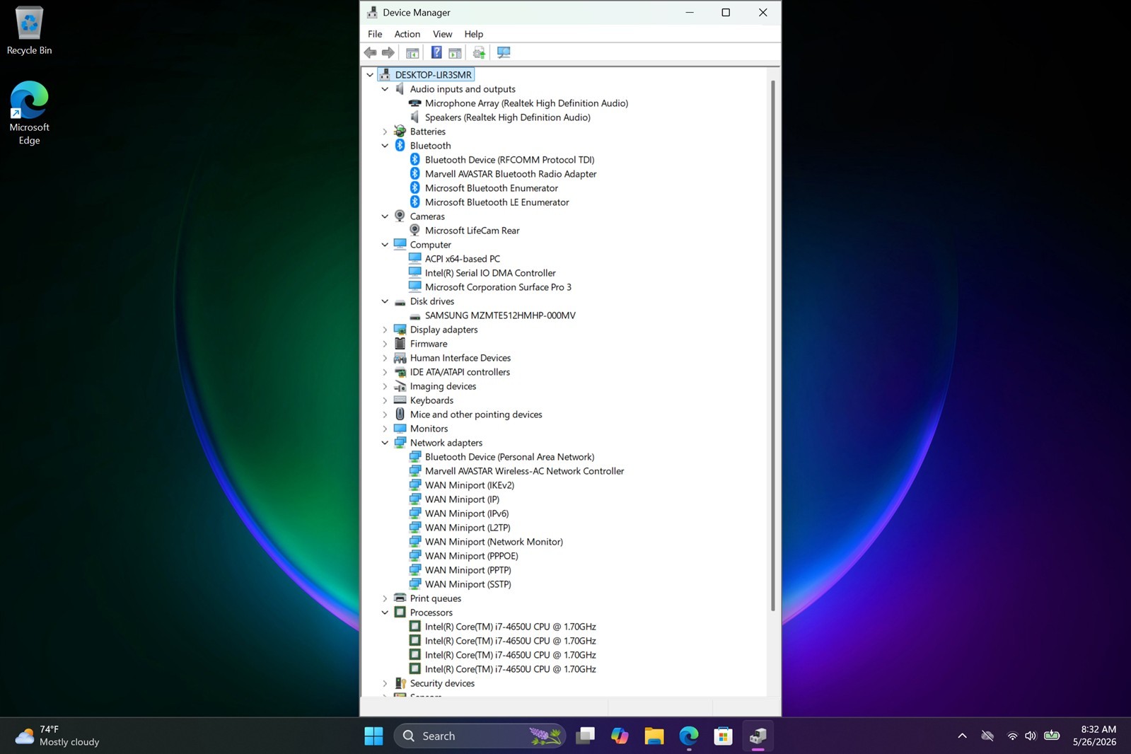 Microsoft Surface Pro 3 12″ Tablet i7-4650U 8GB RAM 512GB SSD Windows 11 Pro