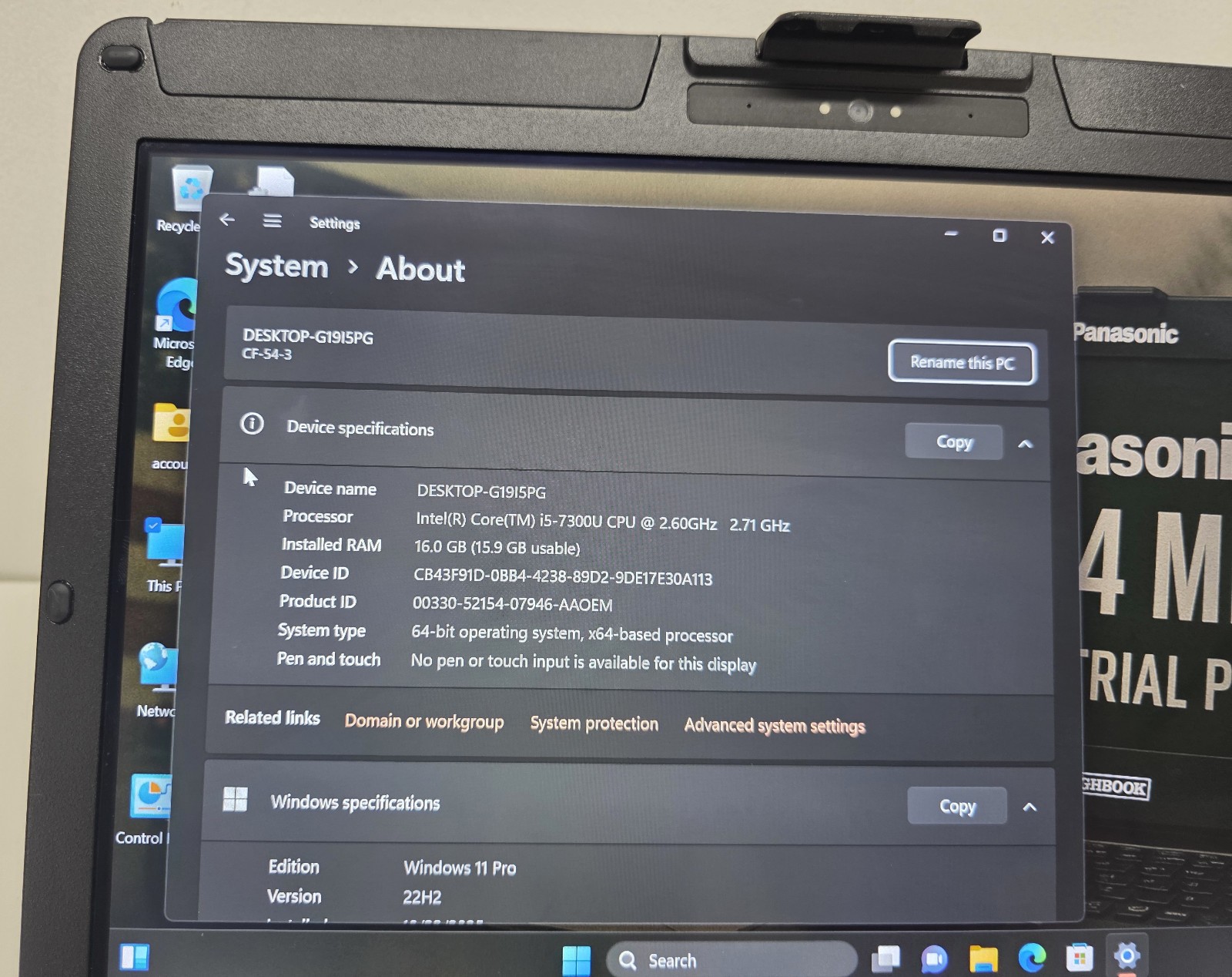 Panasonic CF-54 MK3 i5 7th gen 1TB SSD 16GB 4G LTE GPS Touchscreen W11 Toughbook