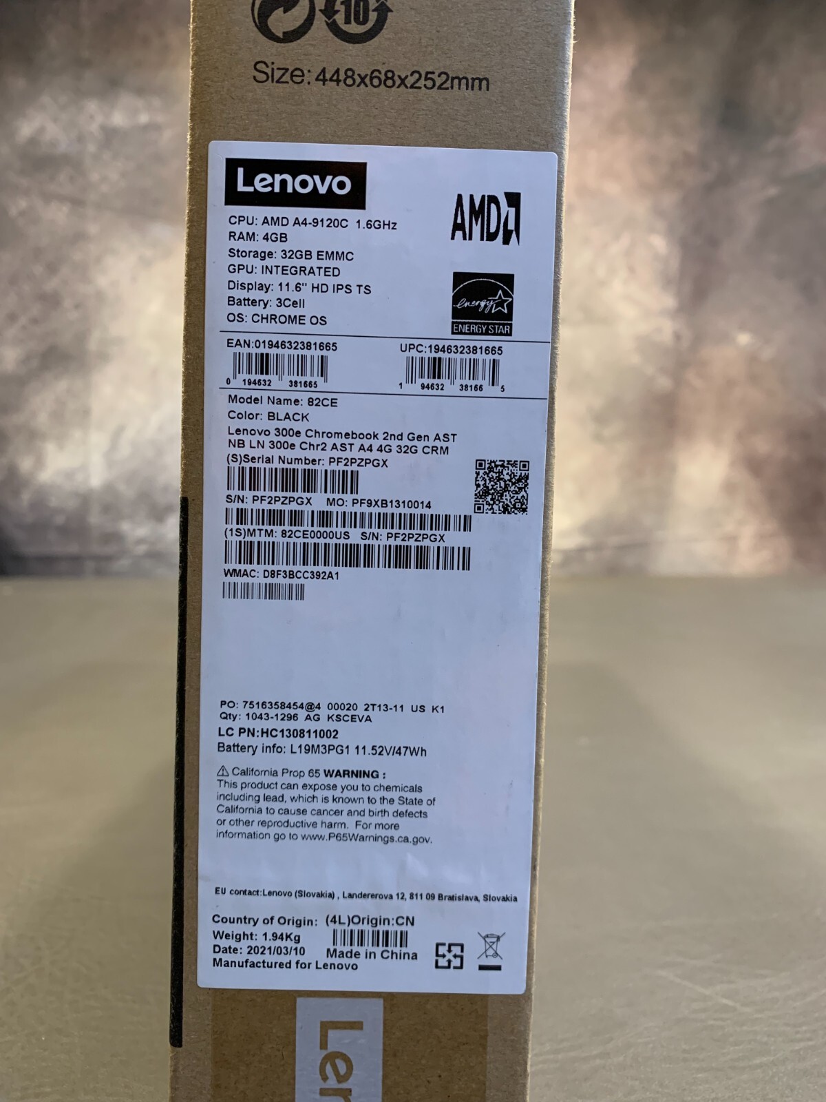 Lenovo 11.6″ Multi-Touch 300e Chromebook (2nd Gen) – 82CE0000US – Dead Battery!