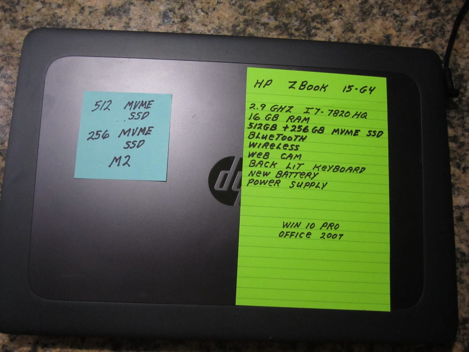 HP ZBook 15 G4 Laptop Core i7 2.9 GHz 16GB RAM 256GB + 512 SSDs NVidia M2200