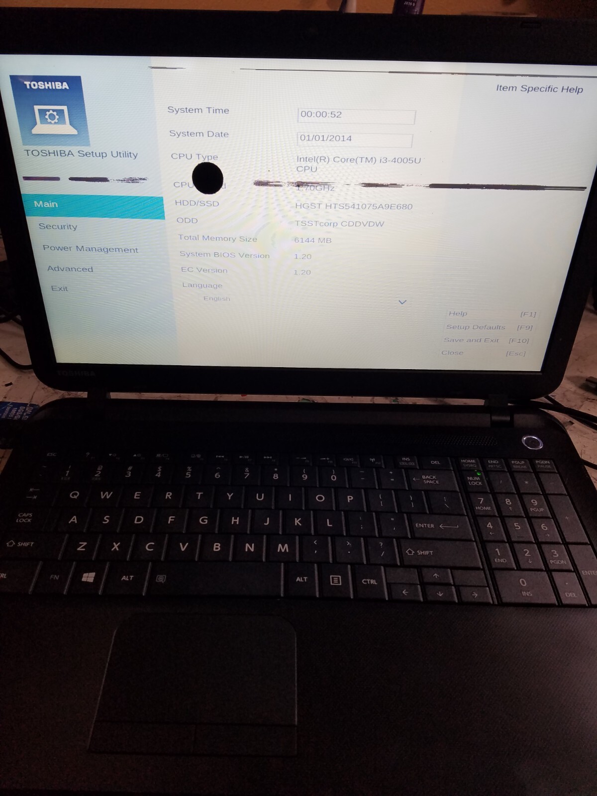 TOSHIBA SATELLITE C55-B5200 I3-4005U 1.70GHZ 6GB 750GB HDD*BAD BATT/SCREEN*