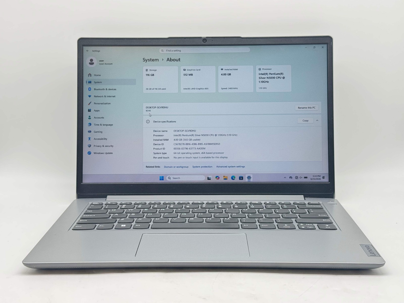 Lenovo IdeaPad 1 14IGL7 14″ Pentium N5030 4GB RAM 128GB Silver Used