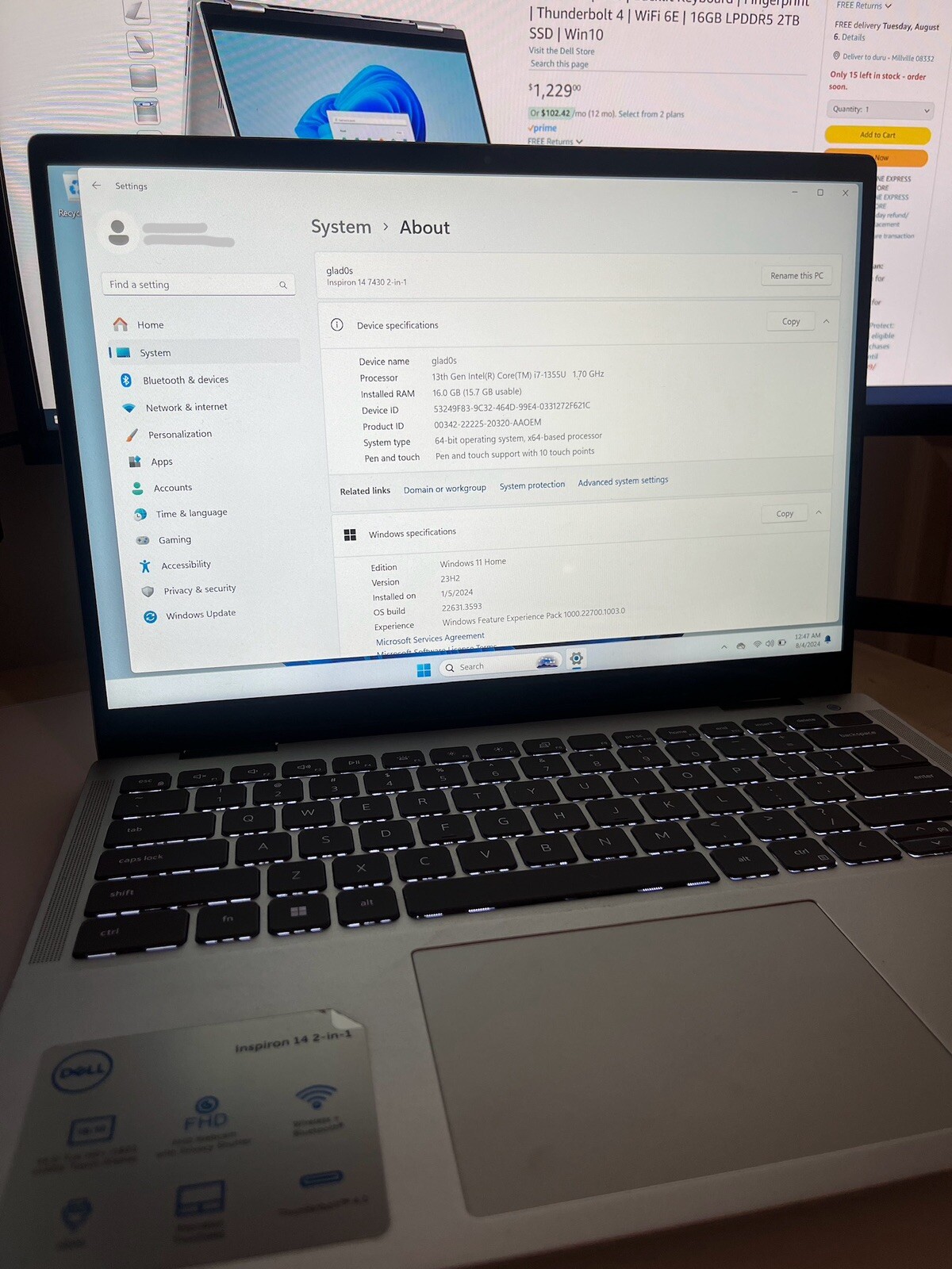 Dell Inspiron 14 7430 2-in-1 OPEN BOX LIGHTLY USED