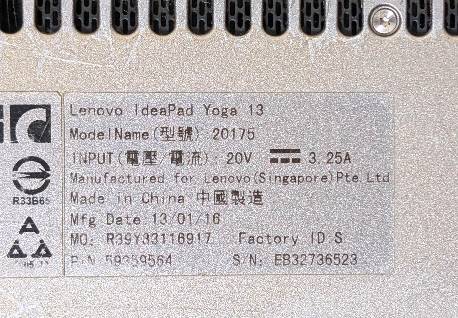 Lenovo Ideapad Yoga 13 (20175), Core i7-3537U, 8GB RAM, 240GB, Windows 10