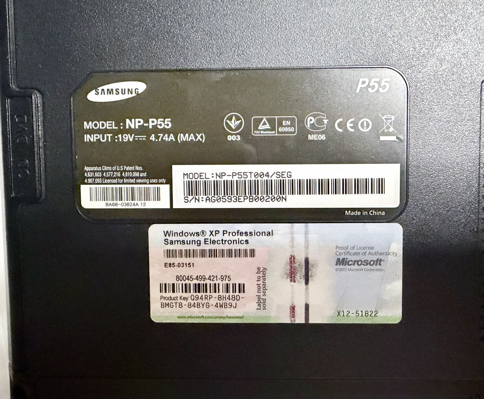 Vintage Samsung P55 – 15” Laptop – Runs Windows 2000 Professional Tested Works
