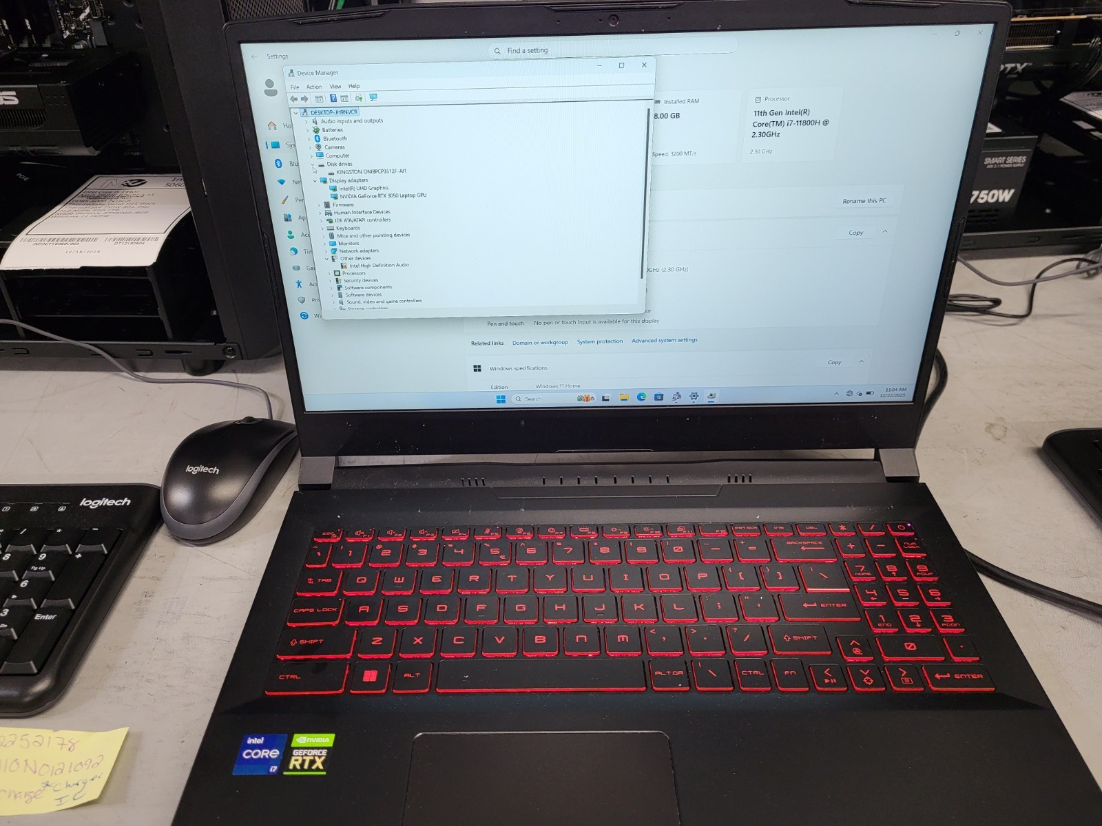 MSI Katana GF66 11UC-235CA 15.6″ Laptop i7 11800h RTX3050 8GB 512Gb Win 11 Home