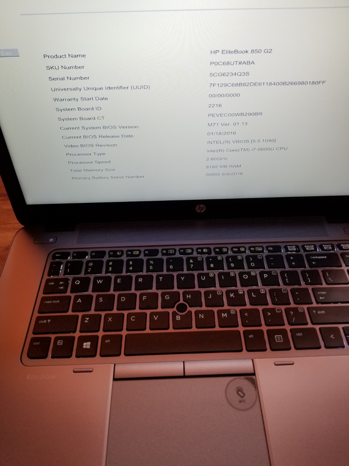 Lot 4 HP EliteBook 850 G2 i7-5600U 2.6 GHz 8GB RAM 128GB SSD Batt 15.6″ NO AC|OS