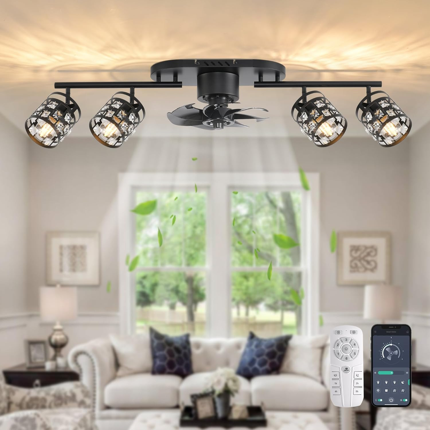 Ceiling Fans with Lights and Remote,39.3″ Kitchen Ceiling Fan,360° Rotatable Lam