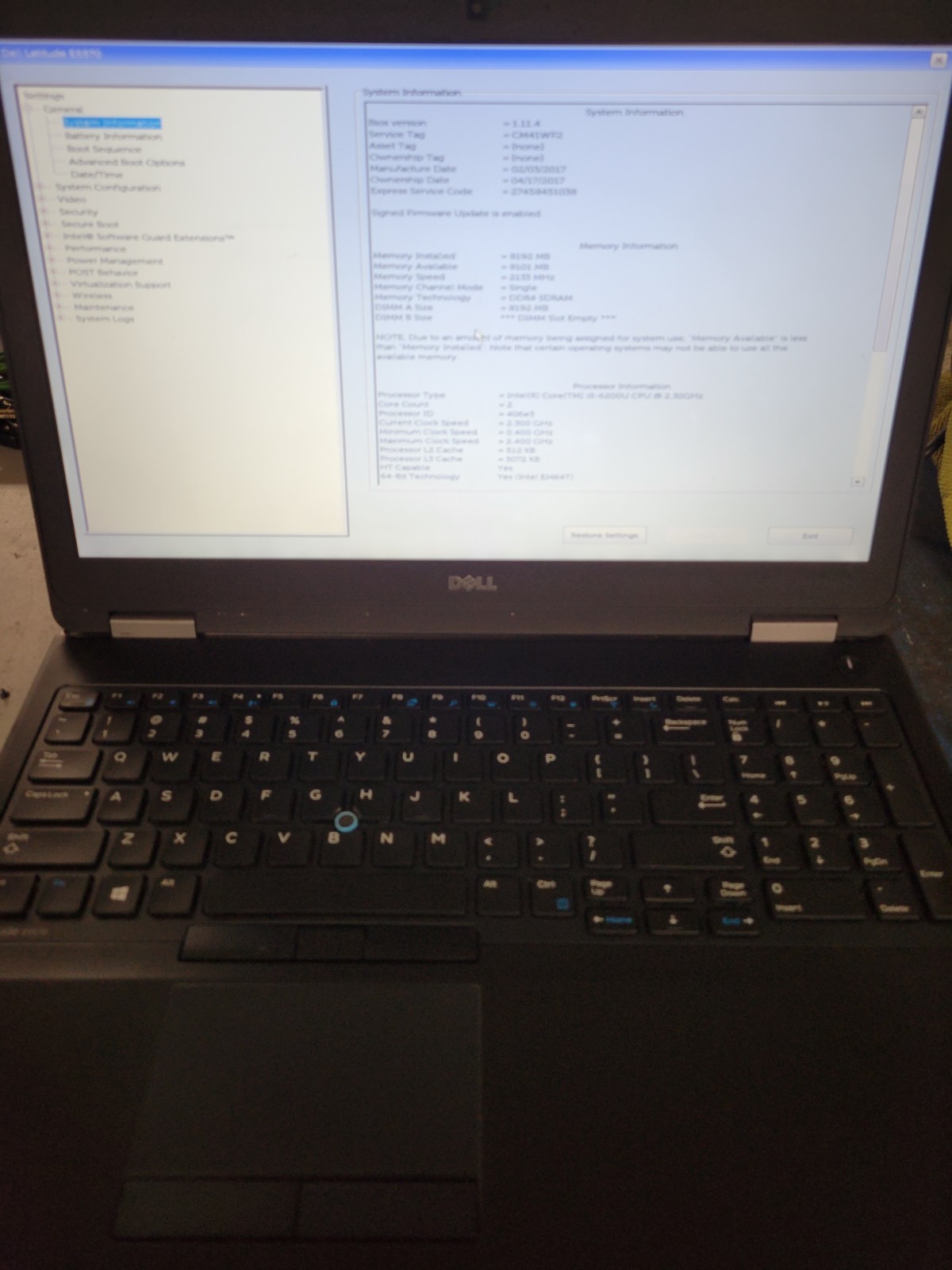Dell Latitude E5570 i5-6200U 8GB RAM Win 10 Pro *AS IS/No HDD/Read* | C808