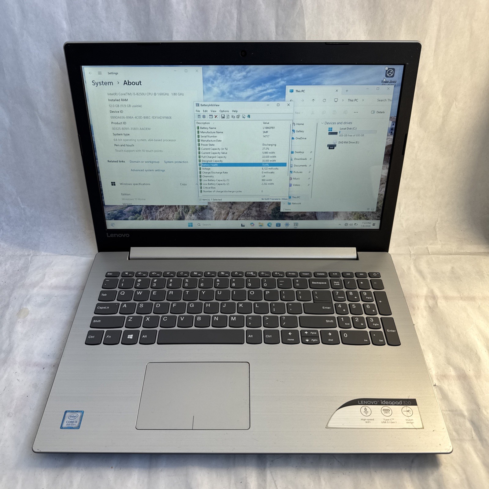 Lenovo IdeaPad 330-15IKB 15.6″ Laptop Intel i5-8250U 12GB RAM 1TB HDD
