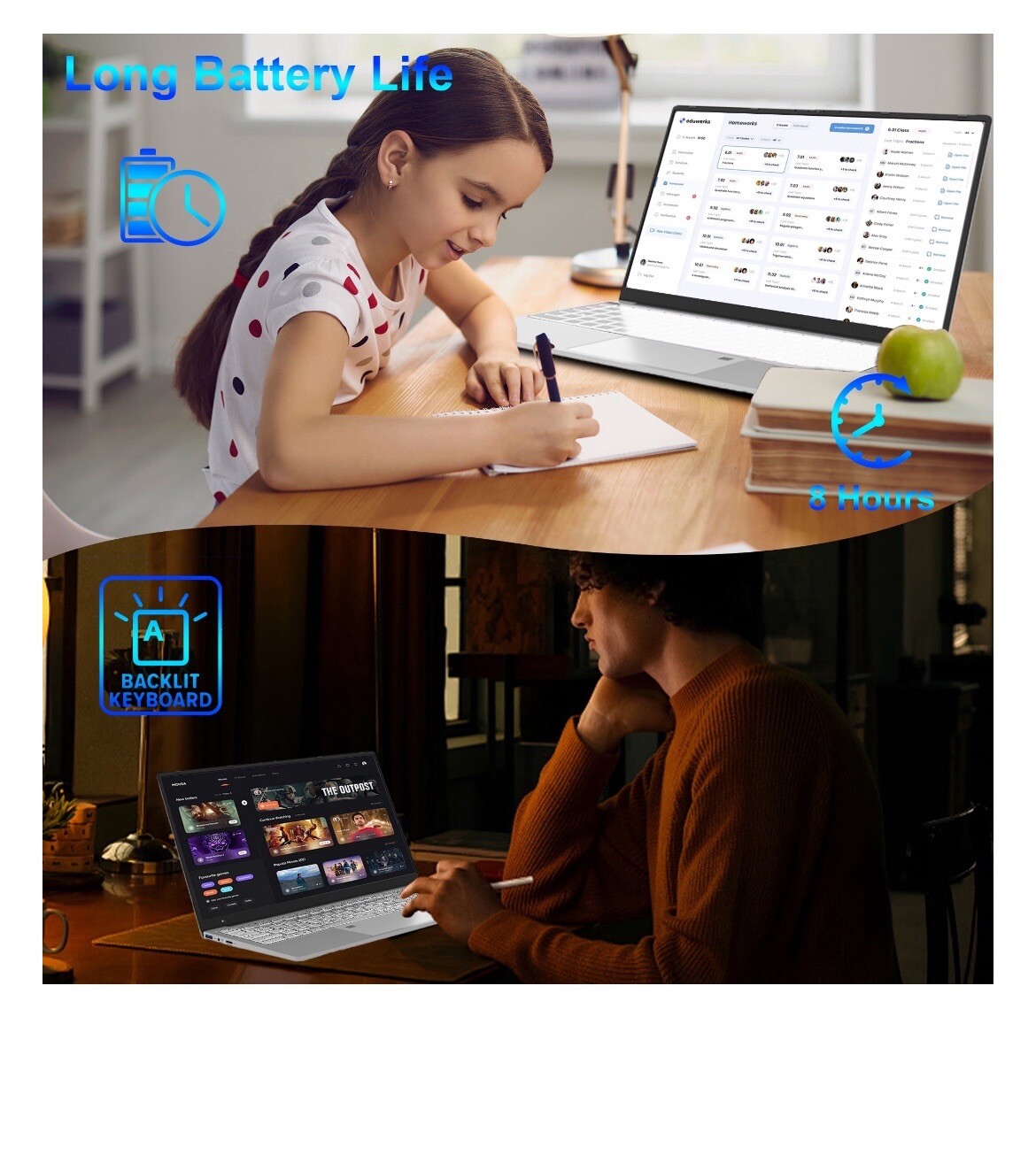 SANPTENT 15.6 inch 1080p FHD Laptop Computer 16GB RAM 512GB SSD with 4 Core