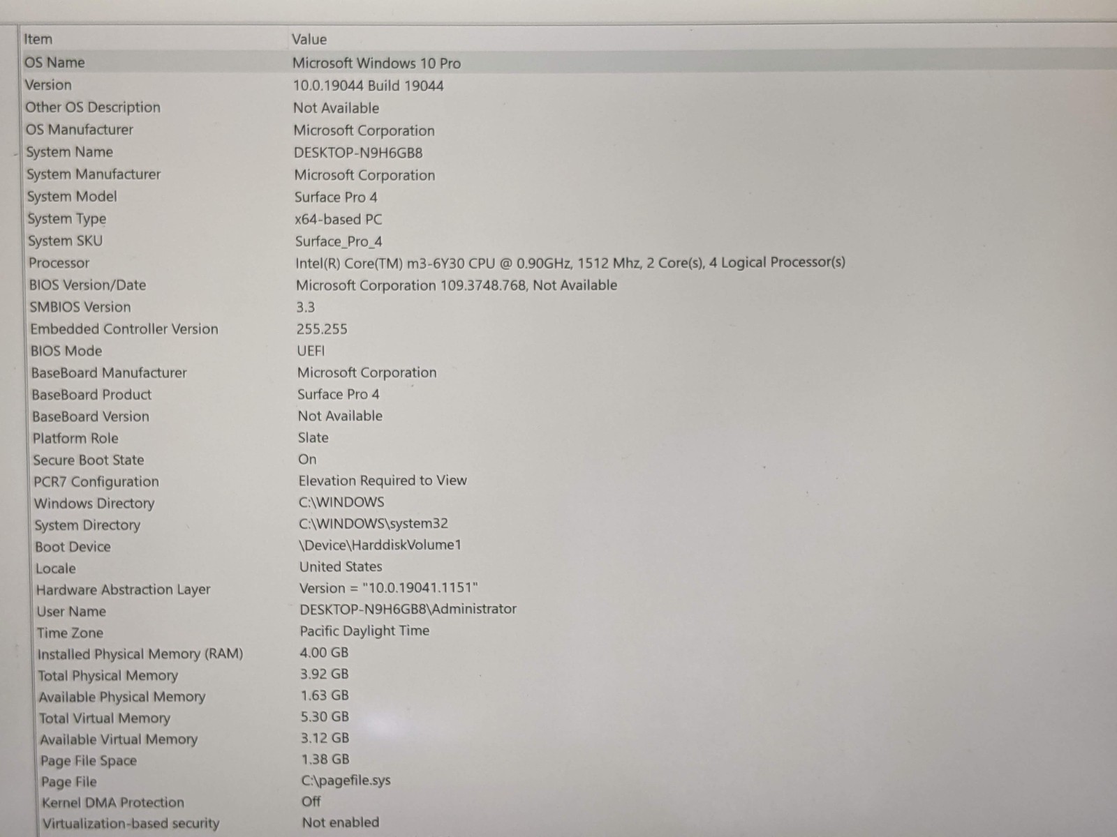 MS Surface Pro 4 1724 12.3″2736×1824 TOUCH m3-6Y30 900MHz 4GB 128GB SSD Win10Pro