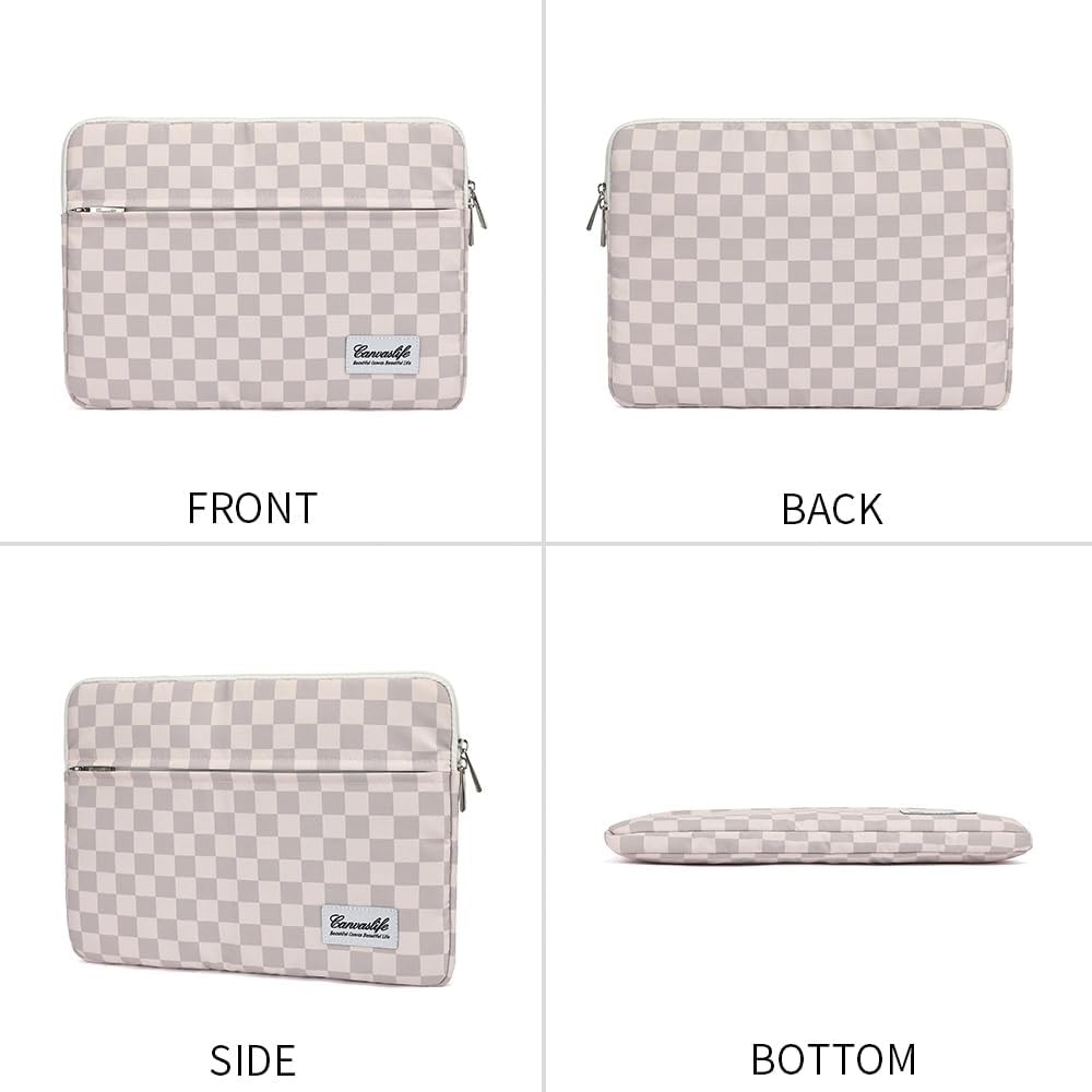 Neutral Checker Pattern Laptop Sleeve 15 Inch 15.6 Inch Waterproof Shockproof Ca