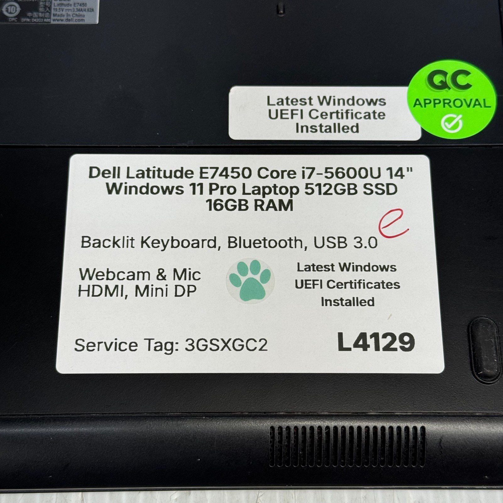 Dell Latitude E7450 i7-5600U 14″ Windows 11 Pro Laptop 512GB SSD 16GB *SEE PICS