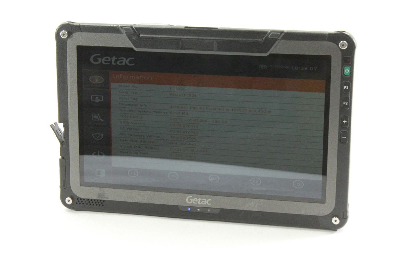 Getac F110 G6 Rugged Tablet 11.6″ i5-1135G7 2.4GHz 256GB SSD 8GB RAM NO OS