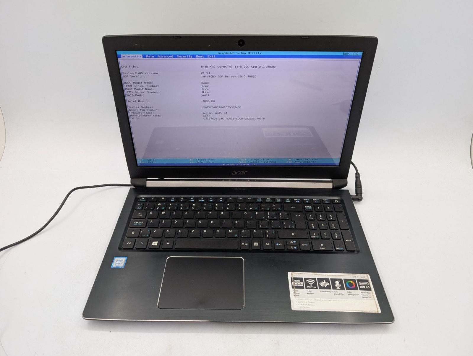 Acer Aspire 5 A515-51-310Z 15.6″ Intel Core i3-8130U 2.20 GHz 4GB RAM Laptop