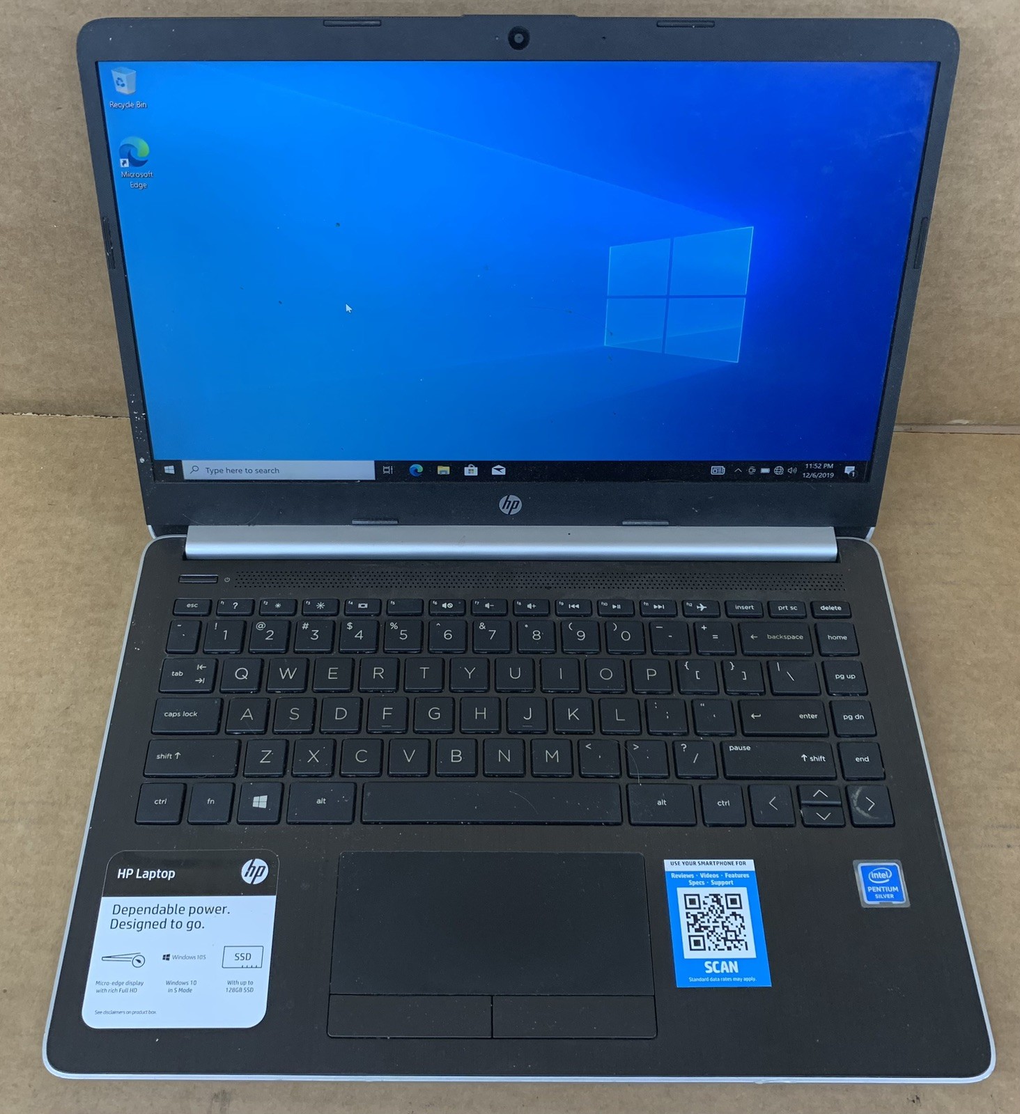 HP 14-df0010nr Intel Pentium Silver N5000@1.10GHz 4GB RAM 128GB SSD WIN 10P