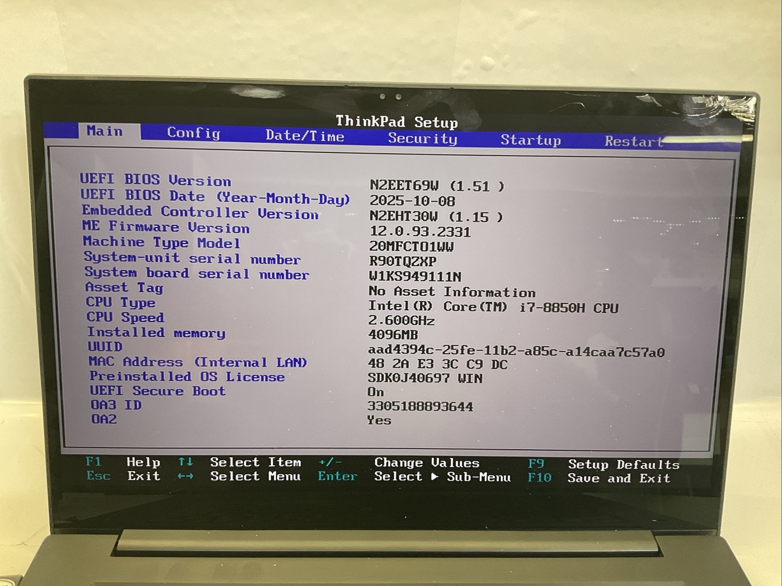 ThinkPad X1 Extreme | i7-8th | GTX 1050 Ti | Powers On(J6)