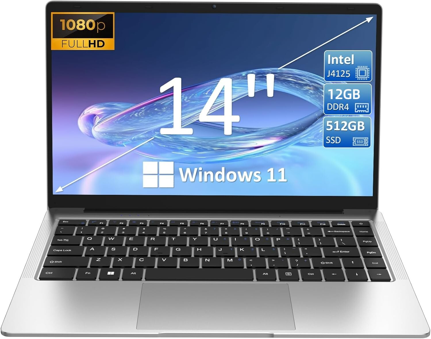 SGIN Laptop Notebook 14.1″ FHD Intel Celeron N4020 2.8GHz 12GB DDR4 512GB SSD US