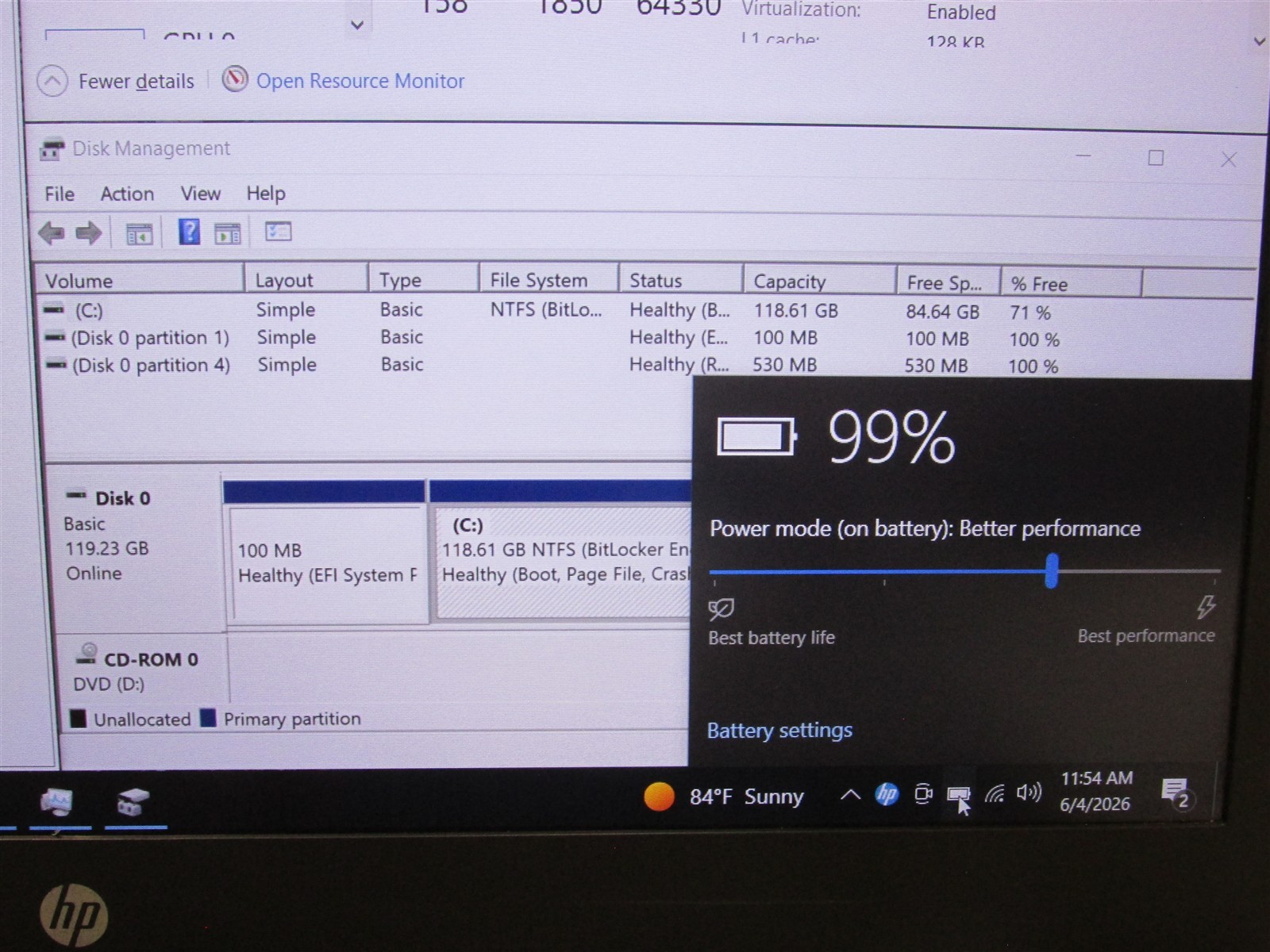 HP Probook 650 G4 i5-7200U 2.5GHz 8GB RAM 128GB m.2 15.6″ W10P BAD KEY/COSM DMG