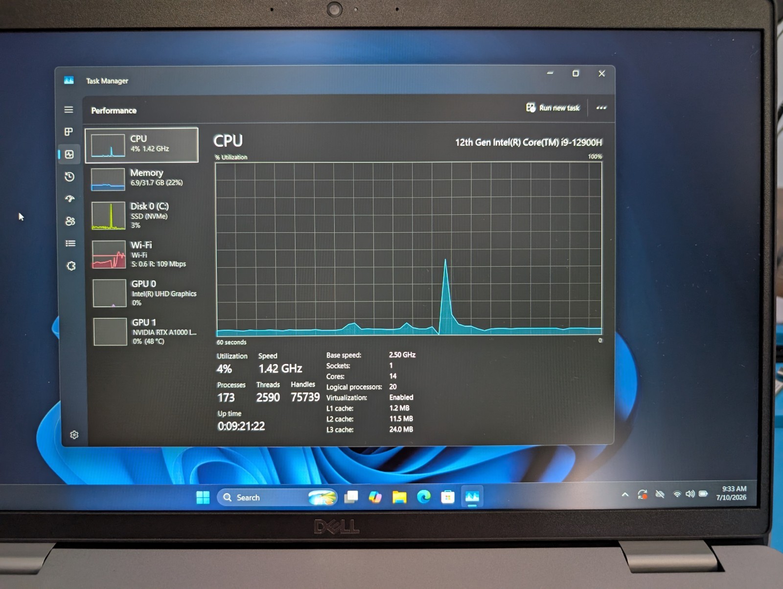 Dell Precision 3571 i9-12900H RTX A1000 32GB DDR5 RAM 512GB SSD Win11 Pro