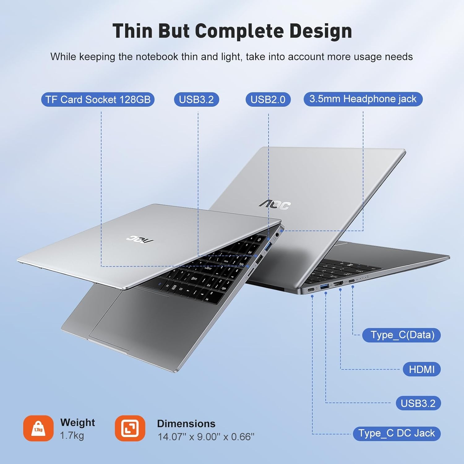 【90% New】AOC TX15 15.6″ IPS Laptop Windows 11 Pro Intel N150 16GB RAM +512GB SSD