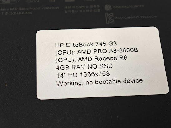 HP EliteBook 745 G3 – AMD PRO A8-8600B, AMD Radeon R6, 4 GB DDR3L