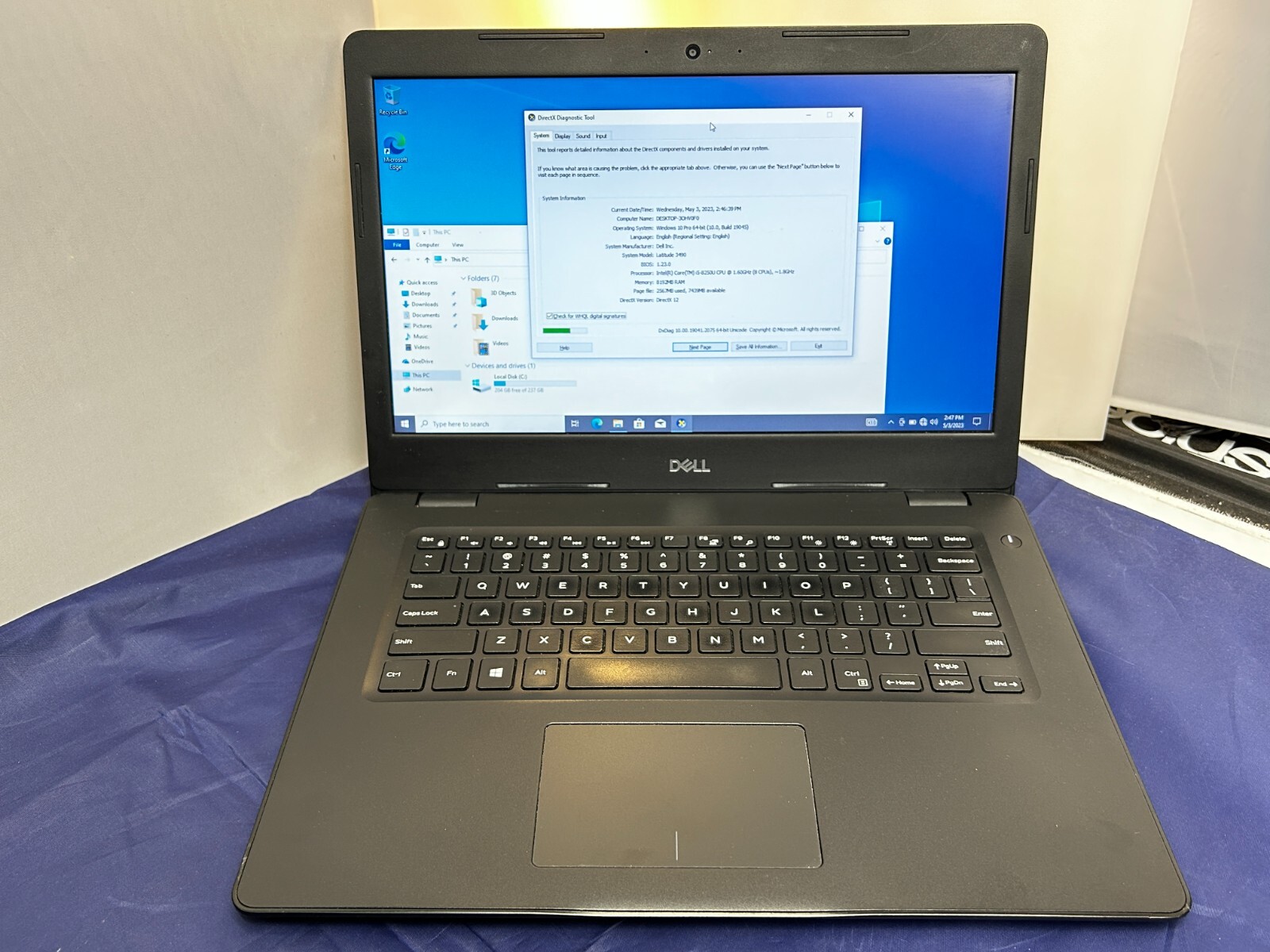 DELL LATITUDE 3490 14″ INTEL CORE i5-8250U 1.60GHZ 8GB RAM 256GB SSD W10PRO