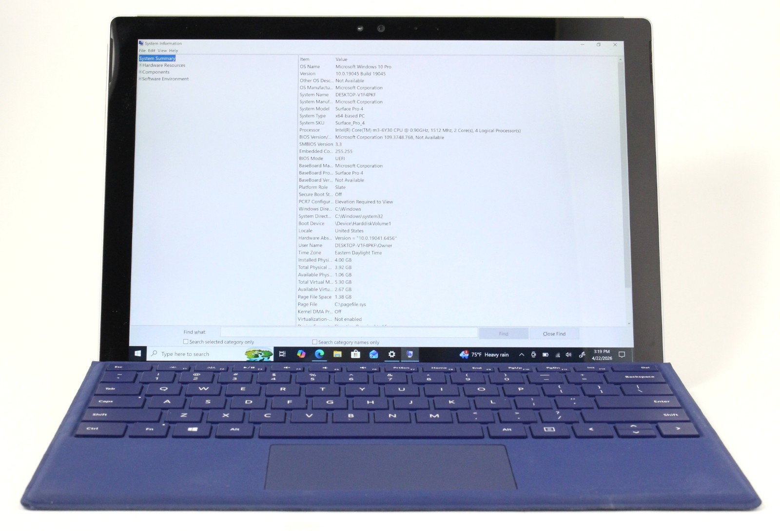 Microsoft Surface Pro 4 1724 12″ 128GB SSD 4GB RAM 1.5GHz Core m3-6Y30; 6166878