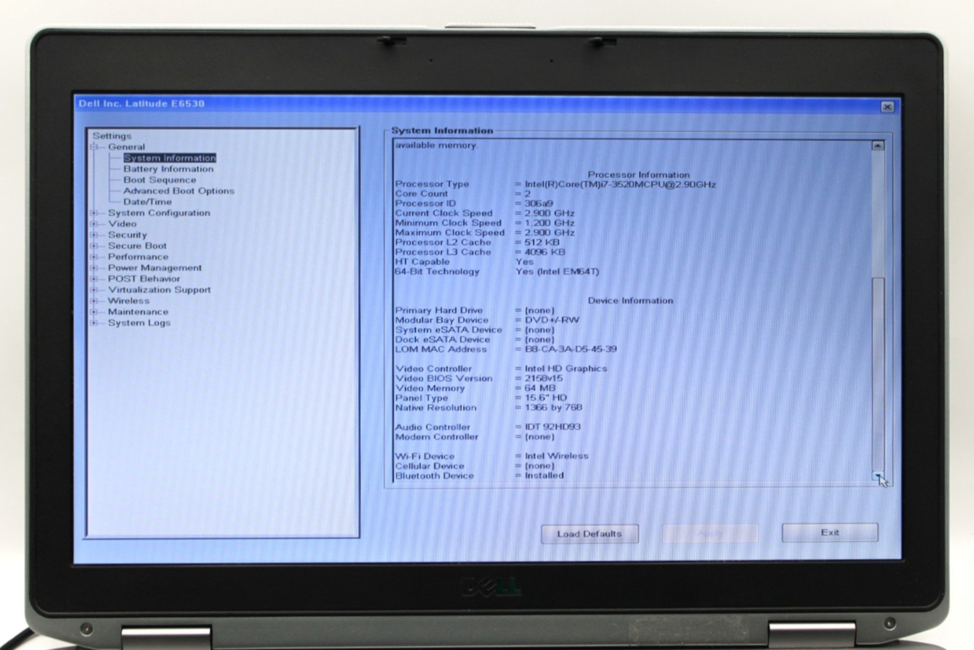 Dell Latitude E6530 i7-3520M@2.9GHz 4GB DDR3 NO STORAGE OR OS *USED/TESTED*