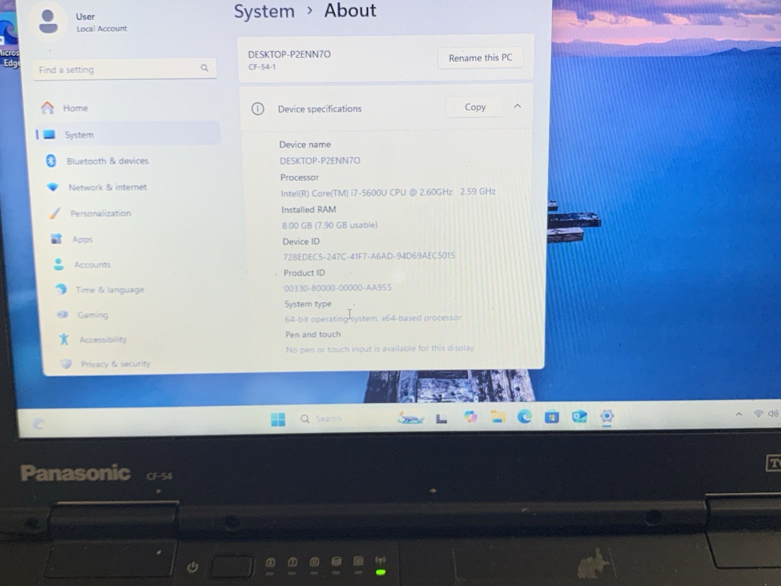 Panasonic Toughbook CF-54 i7 5600U 16GB 256 GB SSD | W11p | DVD| Good Condition