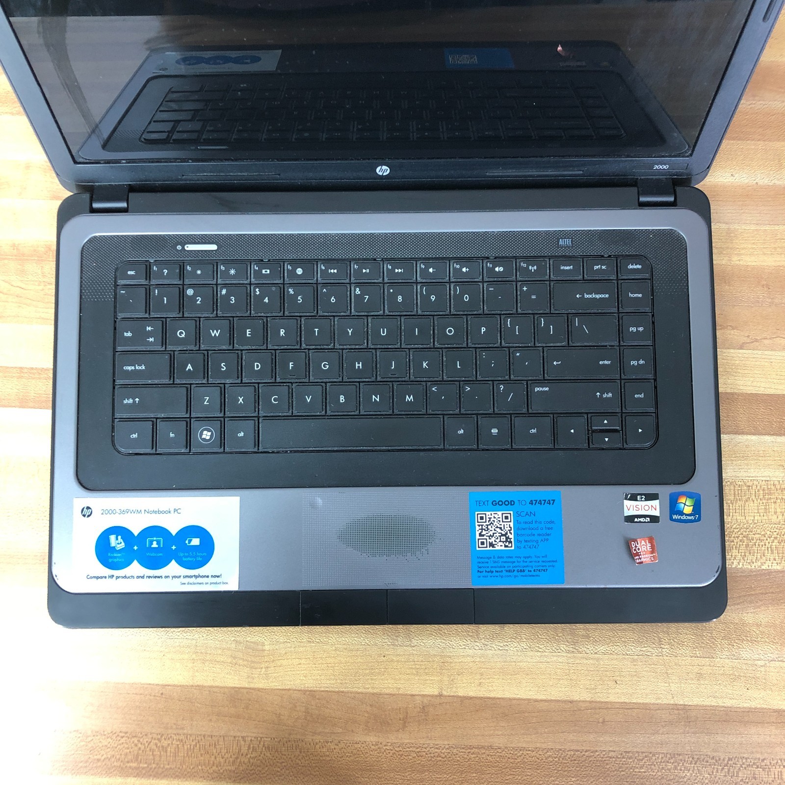 HP 2000-369wm Retro Gaming Laptop Computer AMD 1.65GHz 4GB RAM (Windows7 Pro)