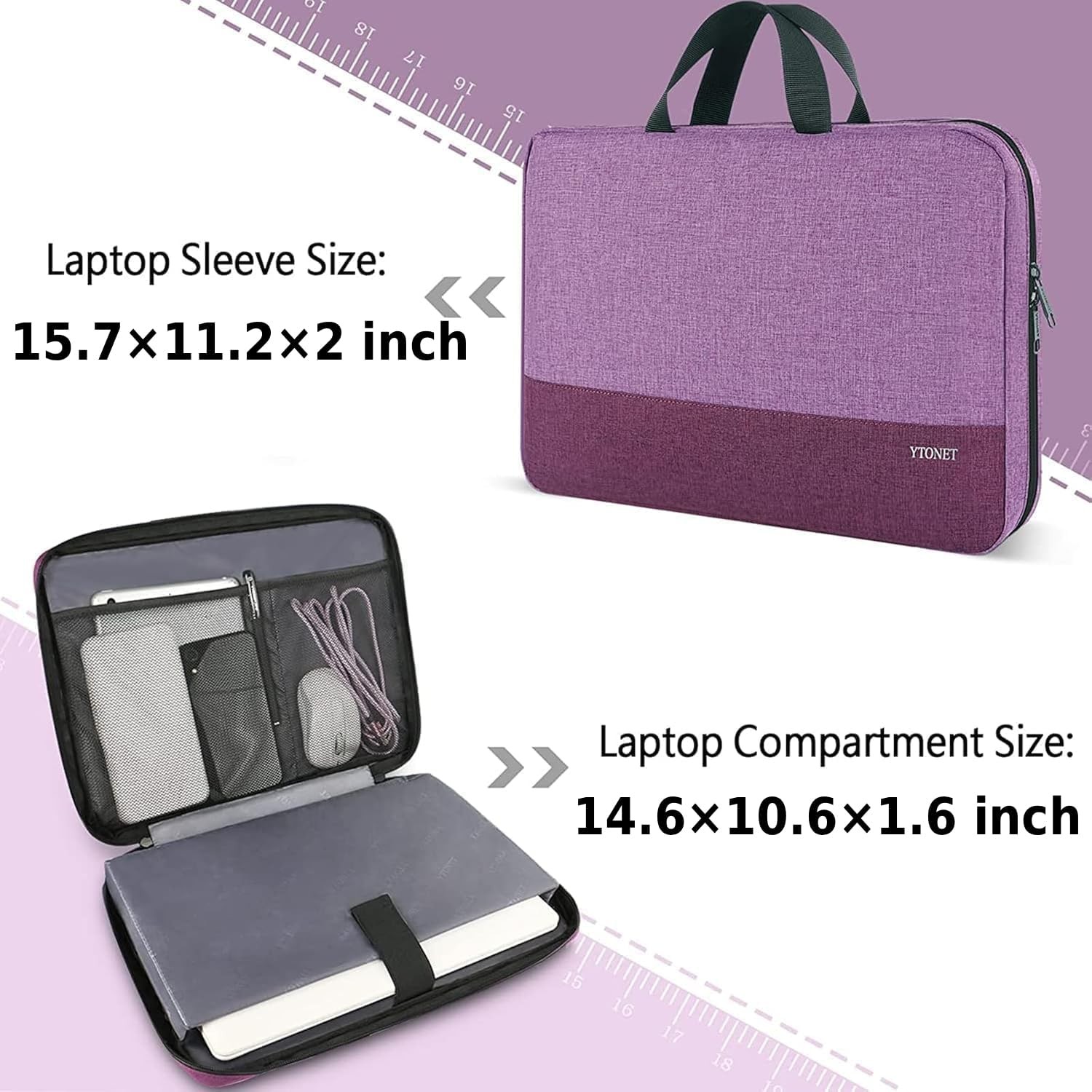 Laptop Sleeve Case 15.6 Inch, Slim TSA Laptop Cover with Handle for HP Dell Leno