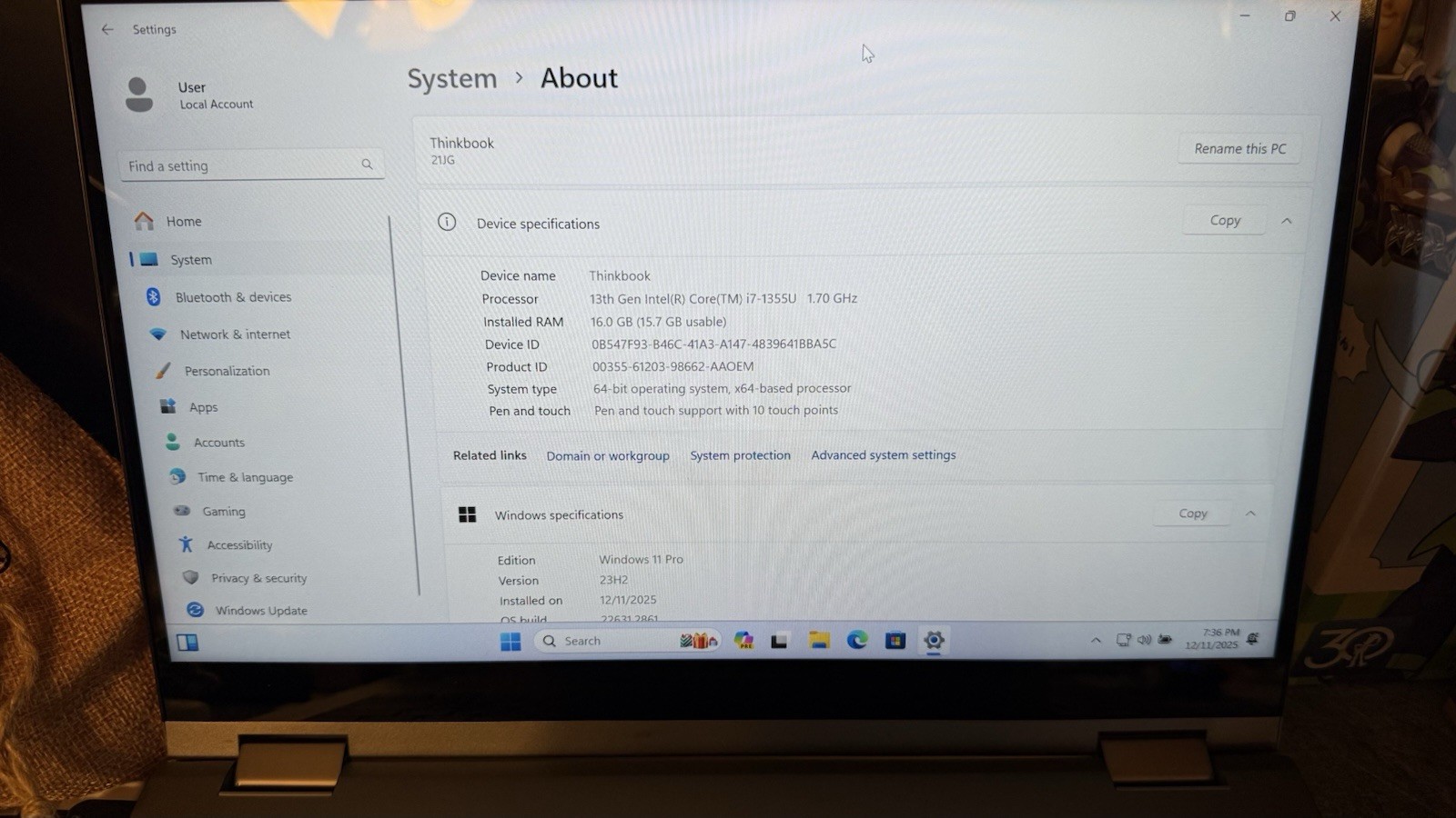 Lenovo ThinkBook 21JG/ i7-1355U / 16GB RAM/ 512GB SSD / Touchscreen **SEE DESC**
