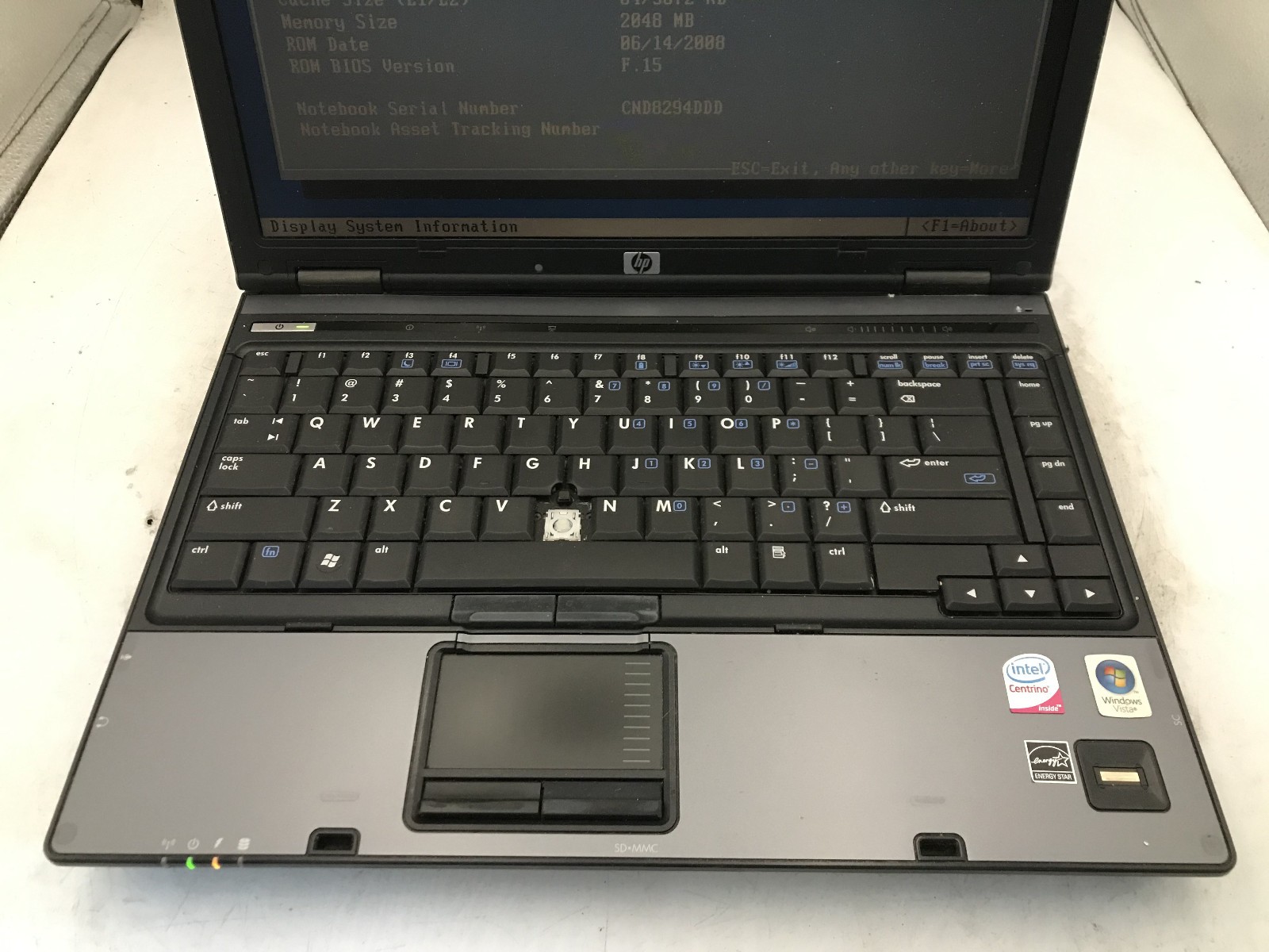 HP COMPAQ 6910P – BOOTS TO BIOS – INTEL 2 DUO T8100 – 2GB RAM – READ DESC – BB