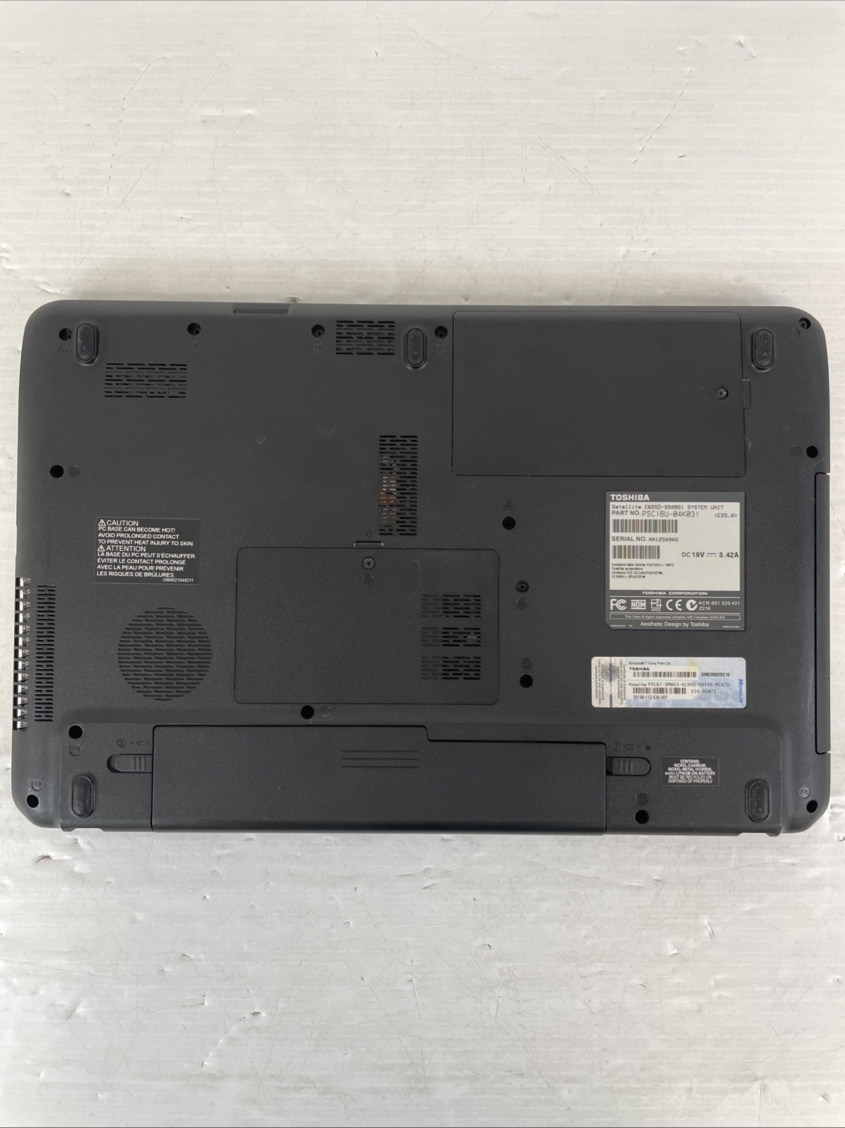 Toshiba Satellite C655D-S50851 Laptop AMD V140 2.3GHz 2GB RAM 320GB HDD WinXP