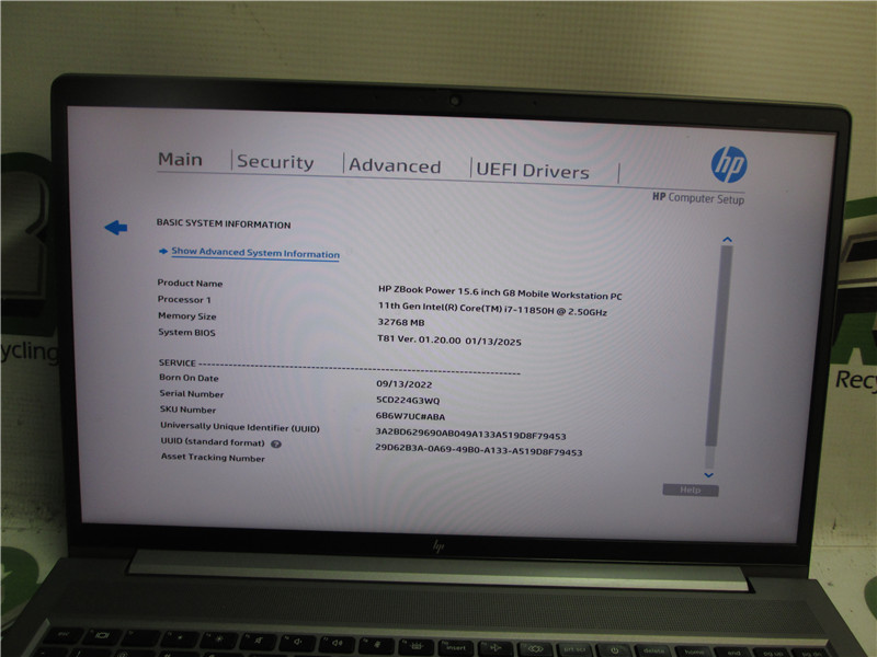 HP ZBook Power Laptop i7-11850H 2.5GHz 32GB RAM 512GB SSD Windows 11 Pro COA