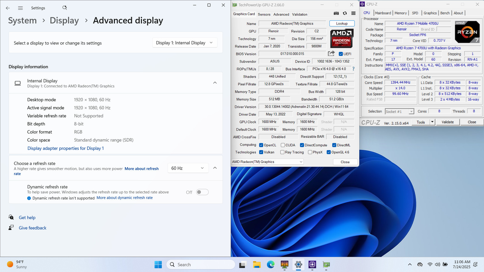 ASUS VivoBook 15 KM513 15″ FHD RYZEN 7 4700U 256GB SSD 20GB W11 FP Reader