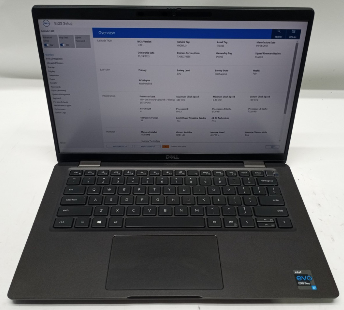 Dell Latitude 7420 14″FHD i7-1185G7@3.00GHz 16GB RAM 256GB NVMe Win11Pro MC415!