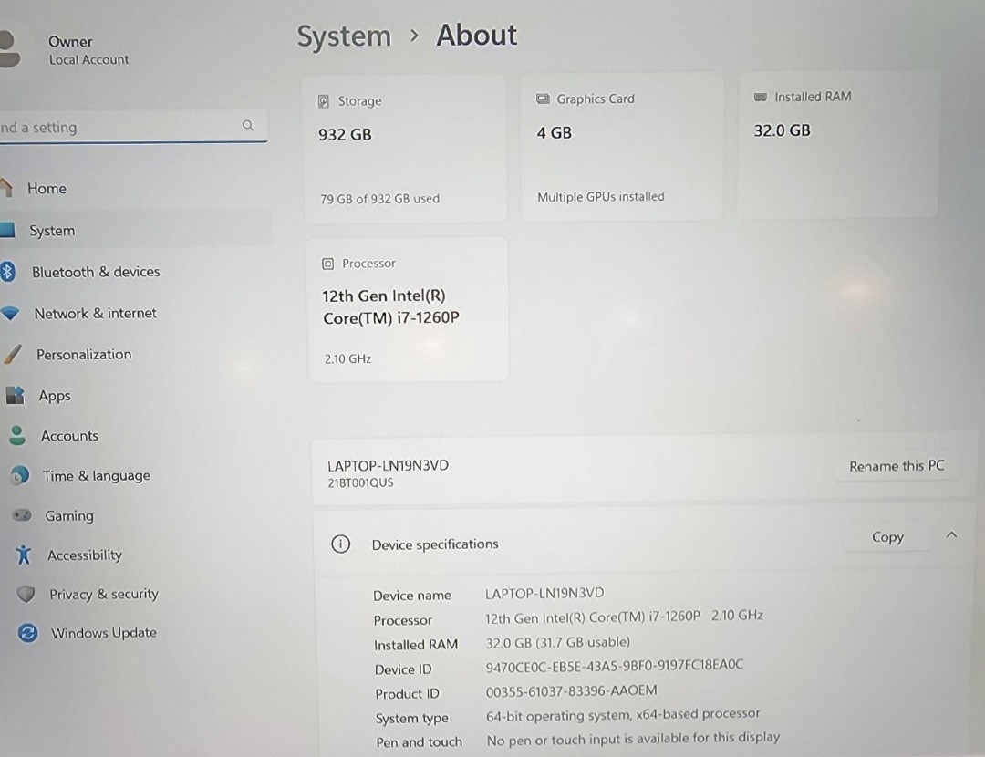 Lenovo ThinkPad X13 – 16″, Intel Core i7 vPro 12, 32GB RAM, 1 TB SSD NEW INSTALL