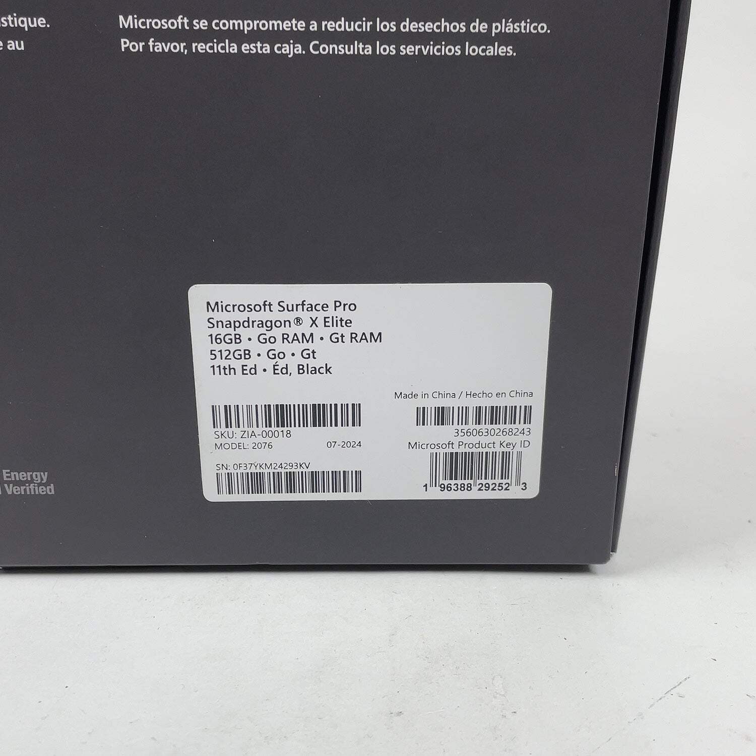 Microsoft Surface Pro 11 2076 13″ Snapdragon X 3.4GHz 16GB RAM 512GB SSD