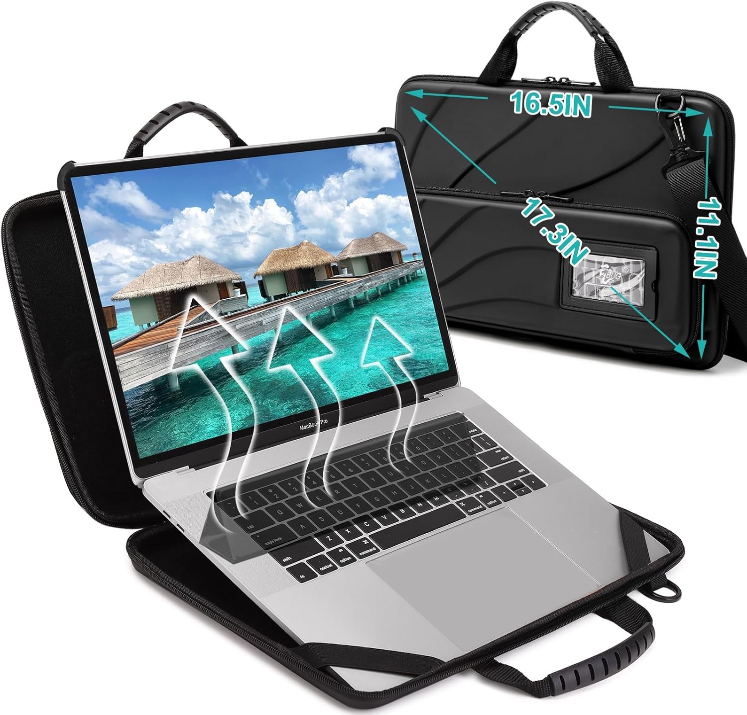 17.3 Inch Laptop Case Hard Shell, Protective Carrying Case with Stand for Heat D