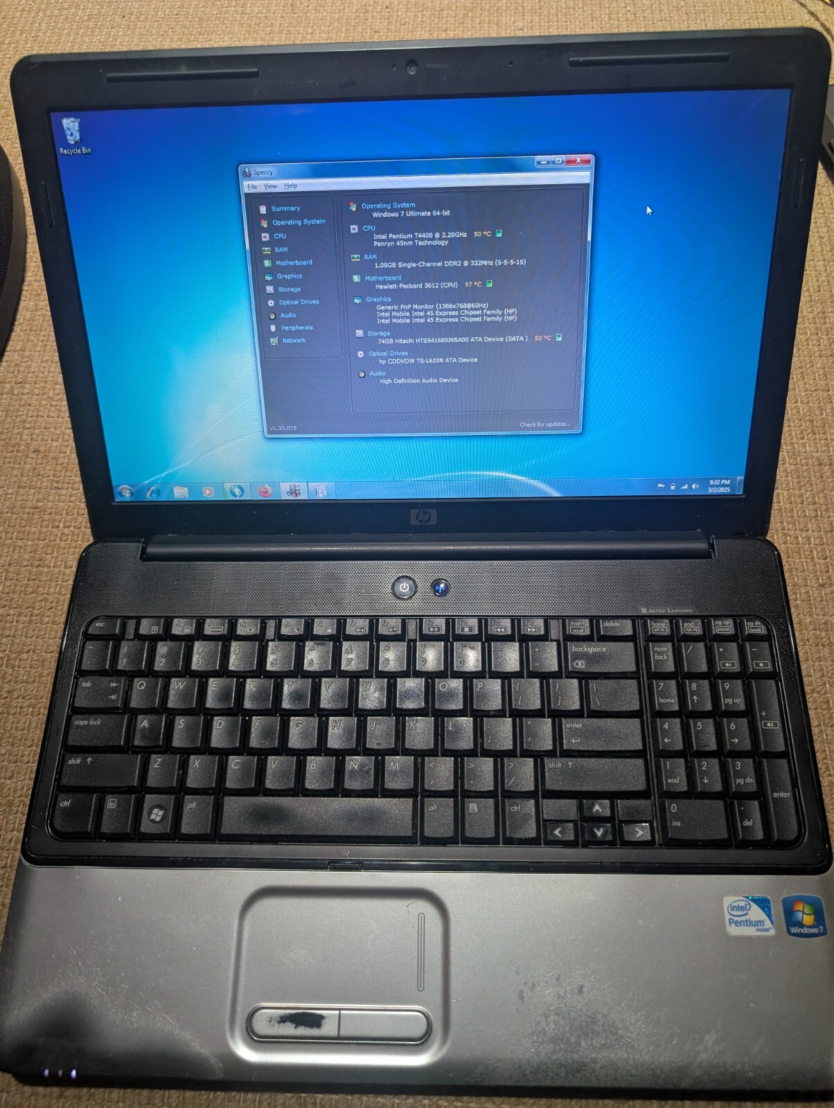 HP G60 15″ Laptop Pentium Dual-Core T4400 boots but for parts/repair (read)