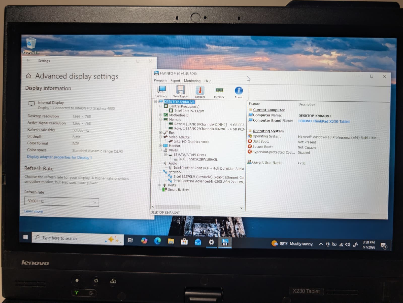 Lenovo ThinkPad X230 Tablet | i5 3rd 8GB RAM 180GB SSD | HD Windows 10 Pro