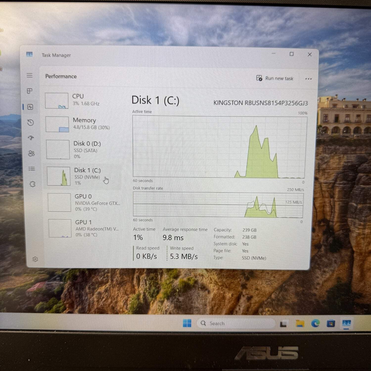 Asus TUF F16 FX505DT 15.6″ Ryzen 5 3550H 2.1GHz 16GB RAM 512GB SSD 256GB SSD GeF