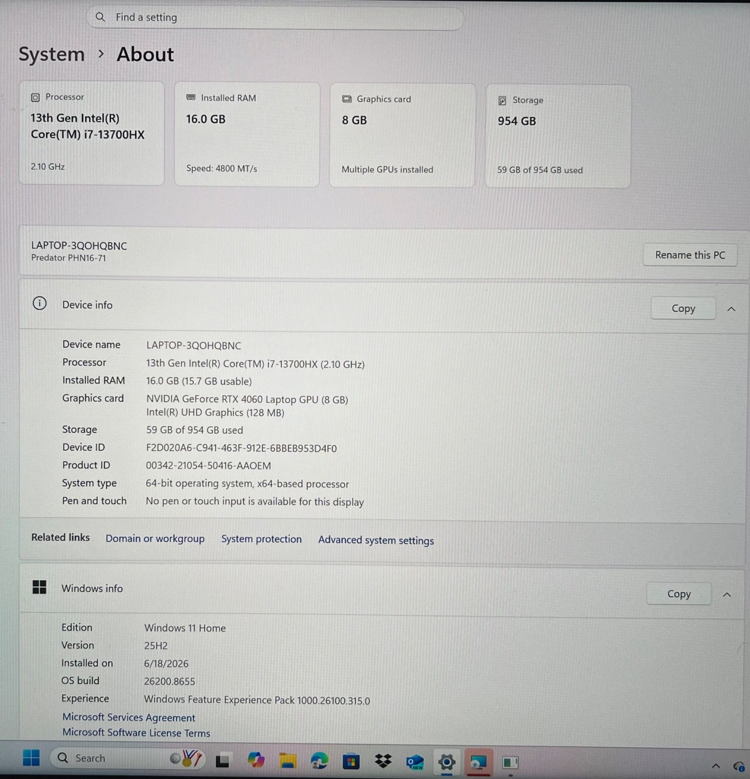 Acer Predator Helios Neo PHN16 16″ (1TB SSD, Intel Core i7 13th Gen., 5.00 GHz,