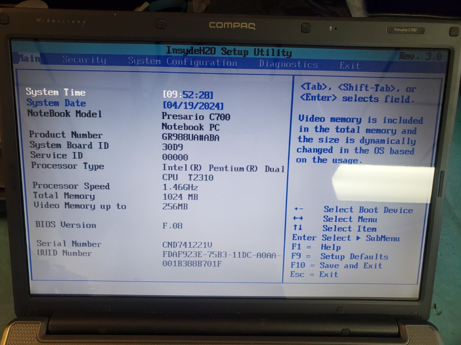 HP Compaq Presario C700 15.4” Intel Pentium Dual Core 1GB RAM NO HDD Works fine