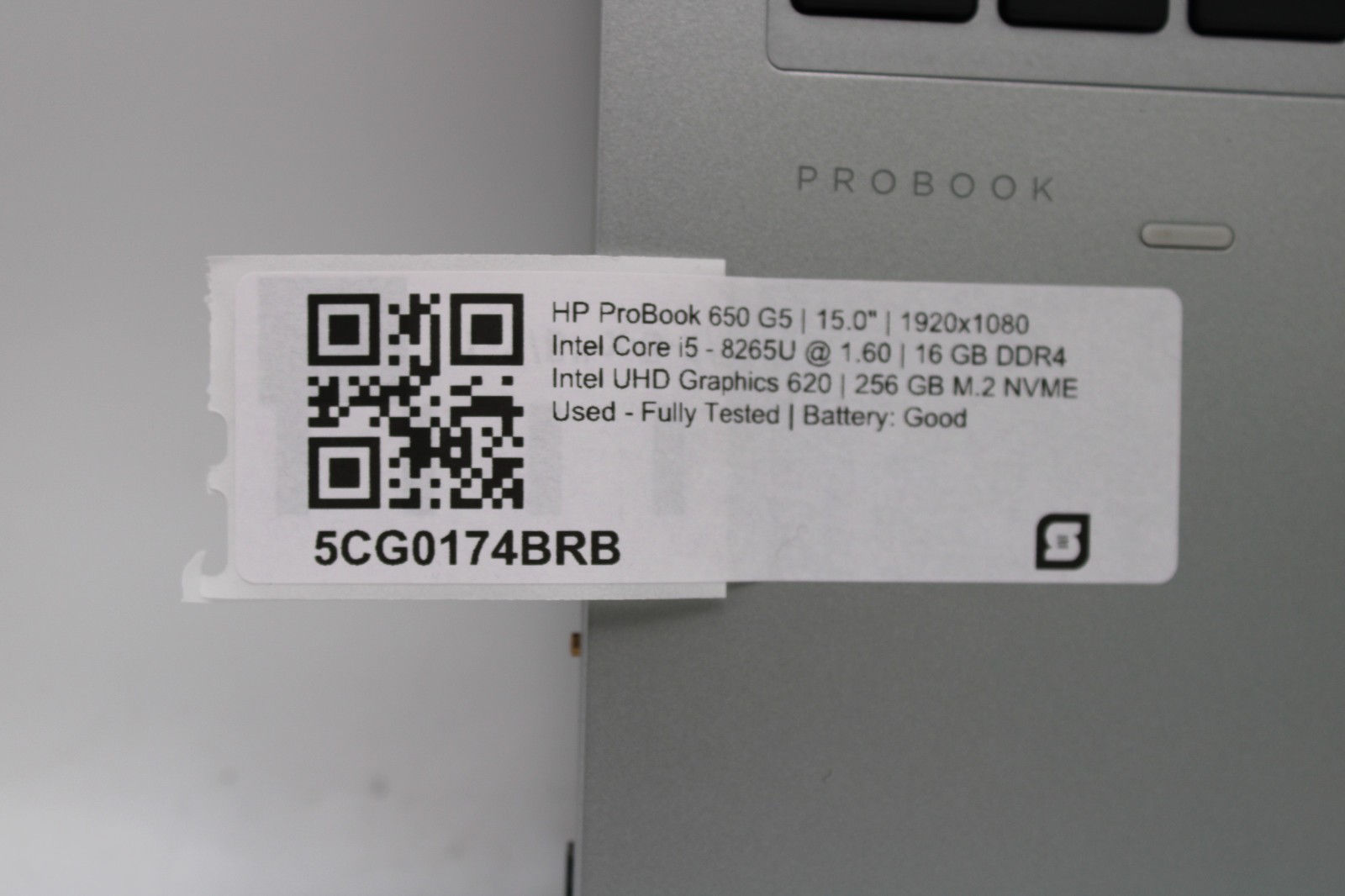 HP ProBook 650 G5 _ i5-8265U @ 1.6 _ 16GB RAM _ 256GB SSD _ No OS