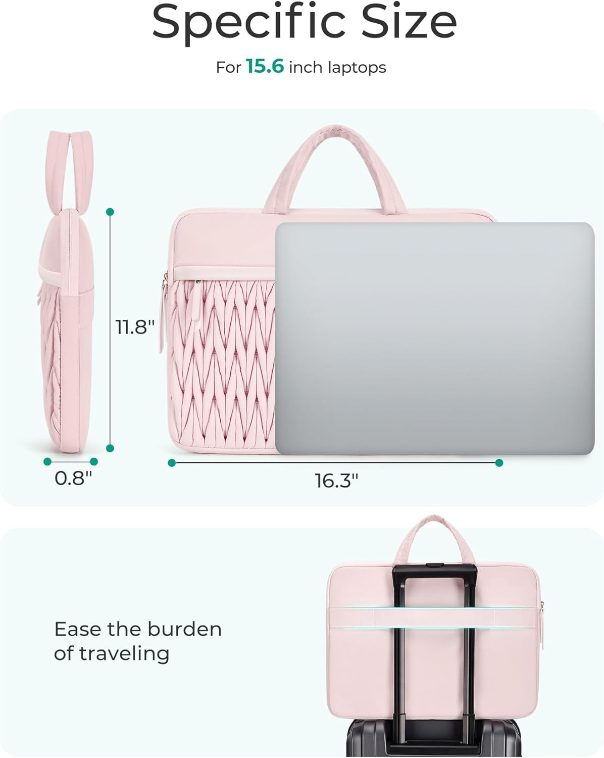 Padded Laptop Sleeve Case for 15.6-16 Inch MacBook Pro, Shockproof Bag Cover